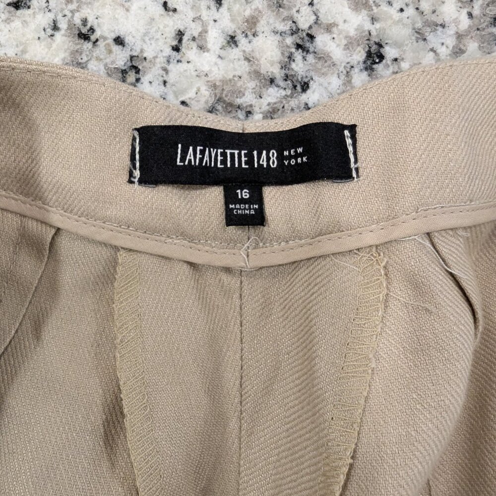 LAFAYETTE 148 100% Linen Wide Leg Pants 16 Tan Sand Women's - Picture 5 of 8